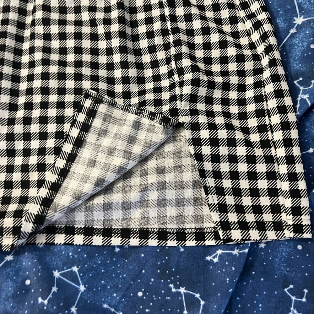 NWOT Shein Black & White Checker Print Mini Skirt - Picture 2 of 5